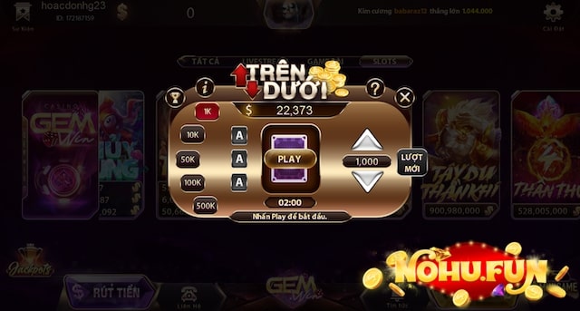 Game nổ hũ Gemwin Trên Dưới